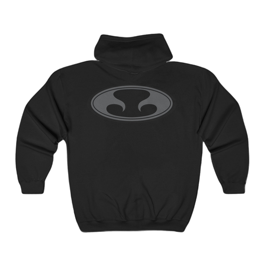Eternal Night Surf Hoodie in Black with Gray Oval Eternal Logo (Back)