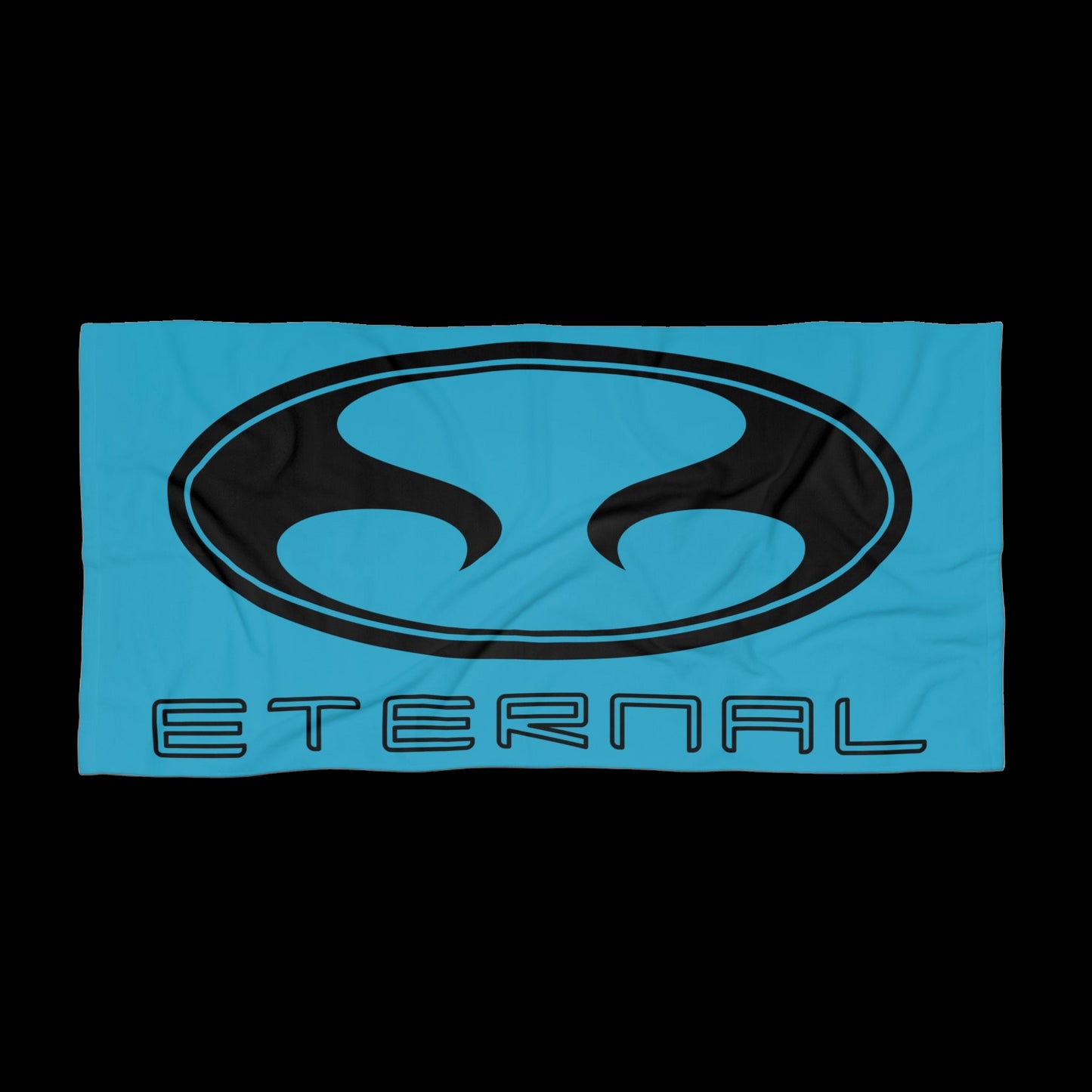 Eternal Zanzibar Large Beach Towel In Turquoise with Black Oval Eternal Logo with Text