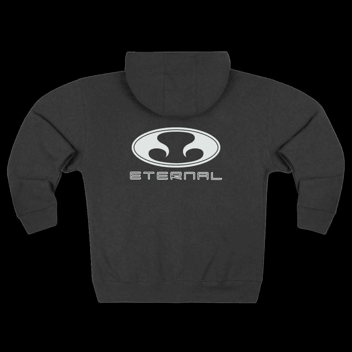 Eternal Surfridge Heavyweight Hoodie in Charcoal with White Oval Eternal Logo on Back (Back)