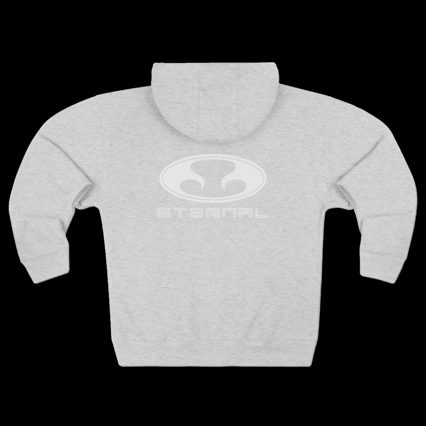Eternal Surfridge Heavyweight Hoodie in Heather Gray with White Oval Eternal Logo on Back (Back)