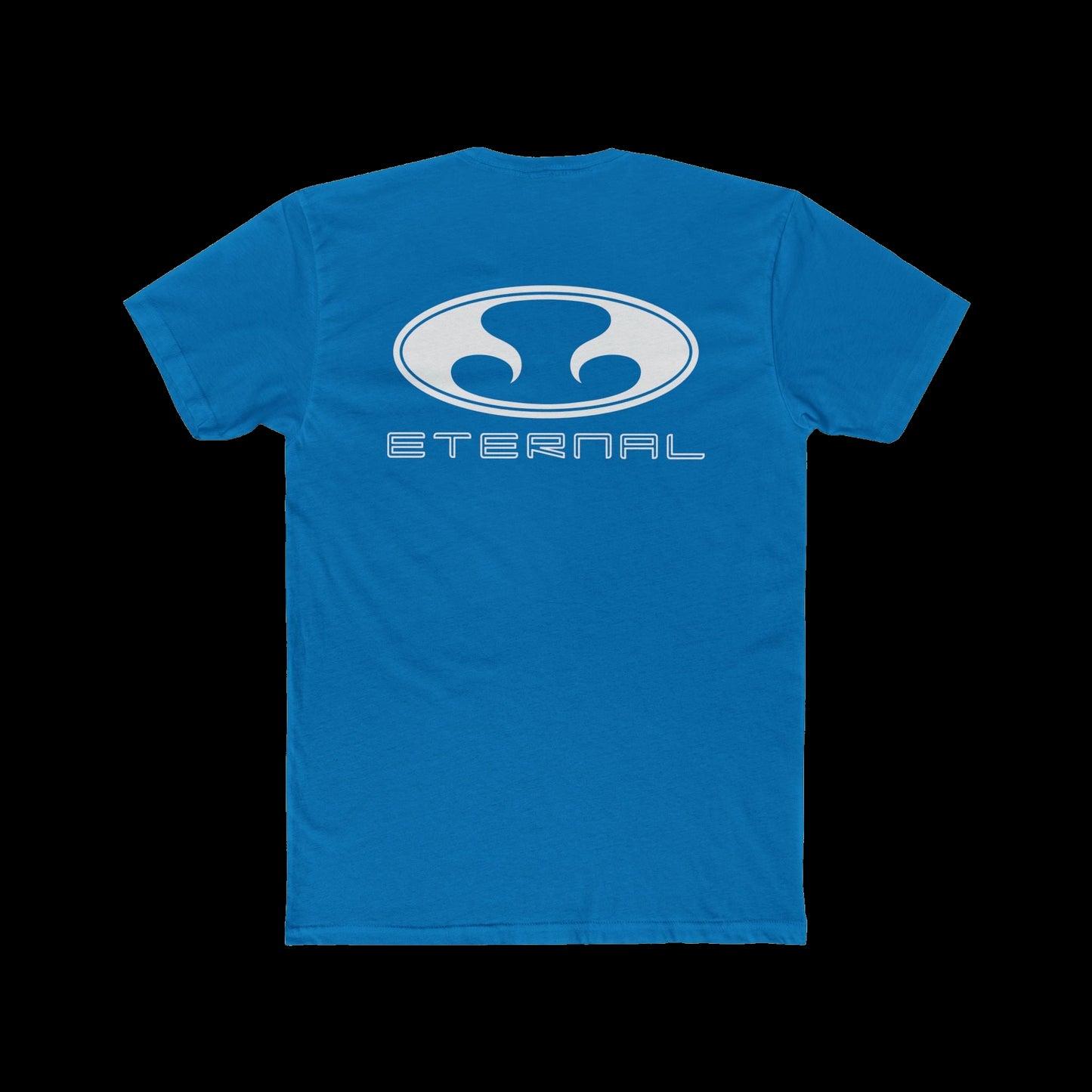 Eternal Respray Classic Soft Logo Tee in Caribbean Blue with White Oval Logo on Back (Back)