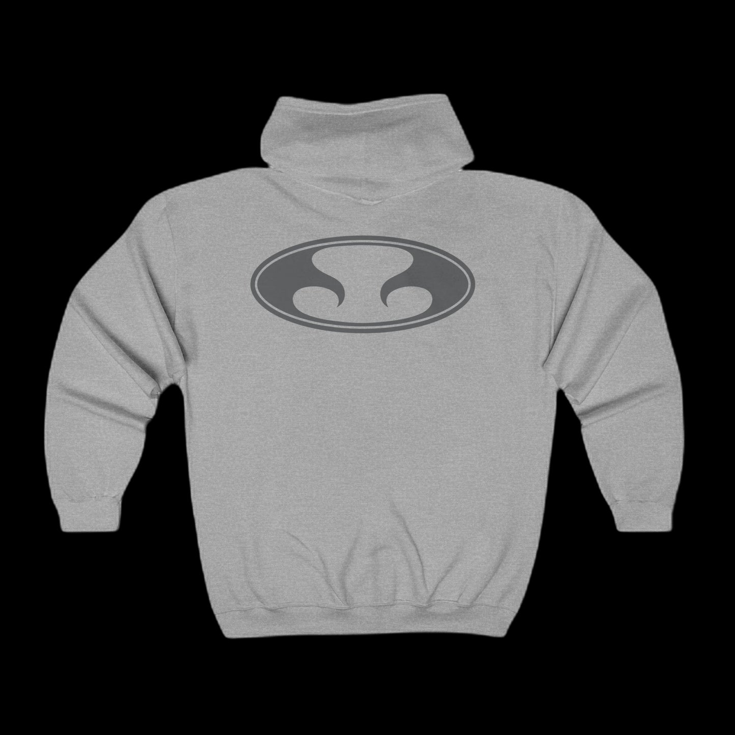 Eternal Night Surf Hoodie in Gray with Gray Oval Eternal Logo (Back)