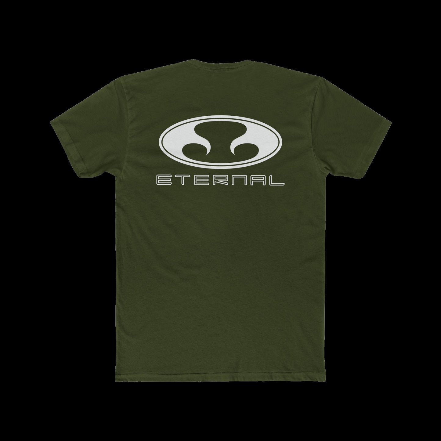 Eternal Respray Classic Soft Logo Tee in Olive Drab with White Oval Logo on Back (Back)
