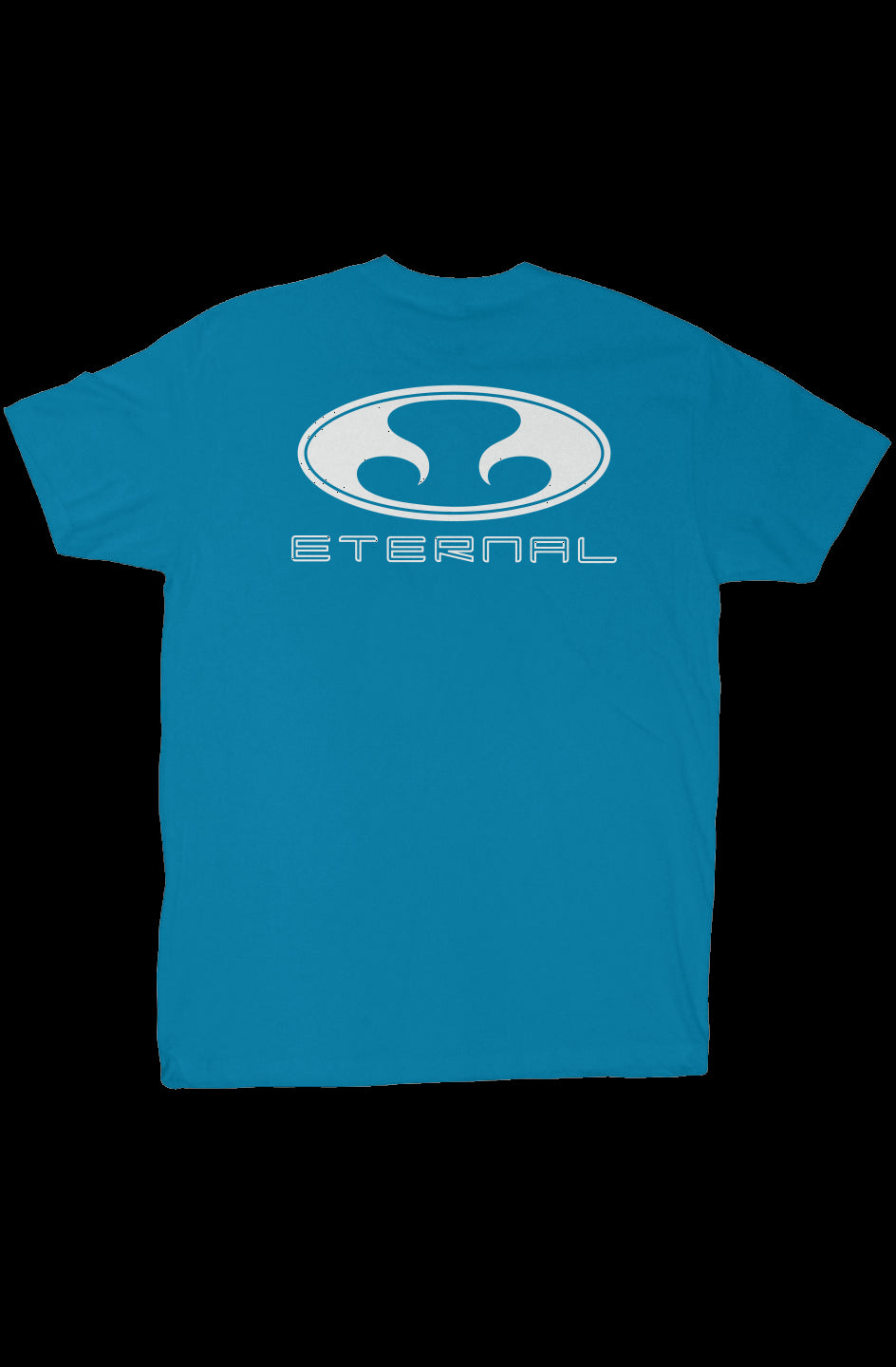 Eternal Ultra Soft T-Shirt in Turquoise with White Oval Eternal Logo on Back (Back)