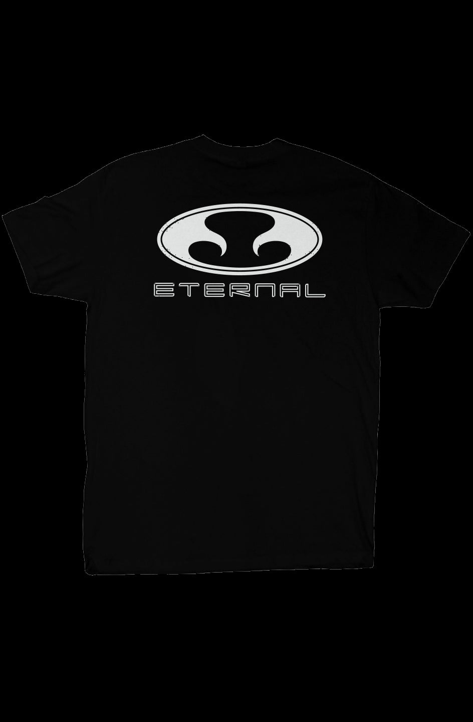 Eternal Ultra Soft T-Shirt in Black with White Oval Eternal Logo on Back (Back)