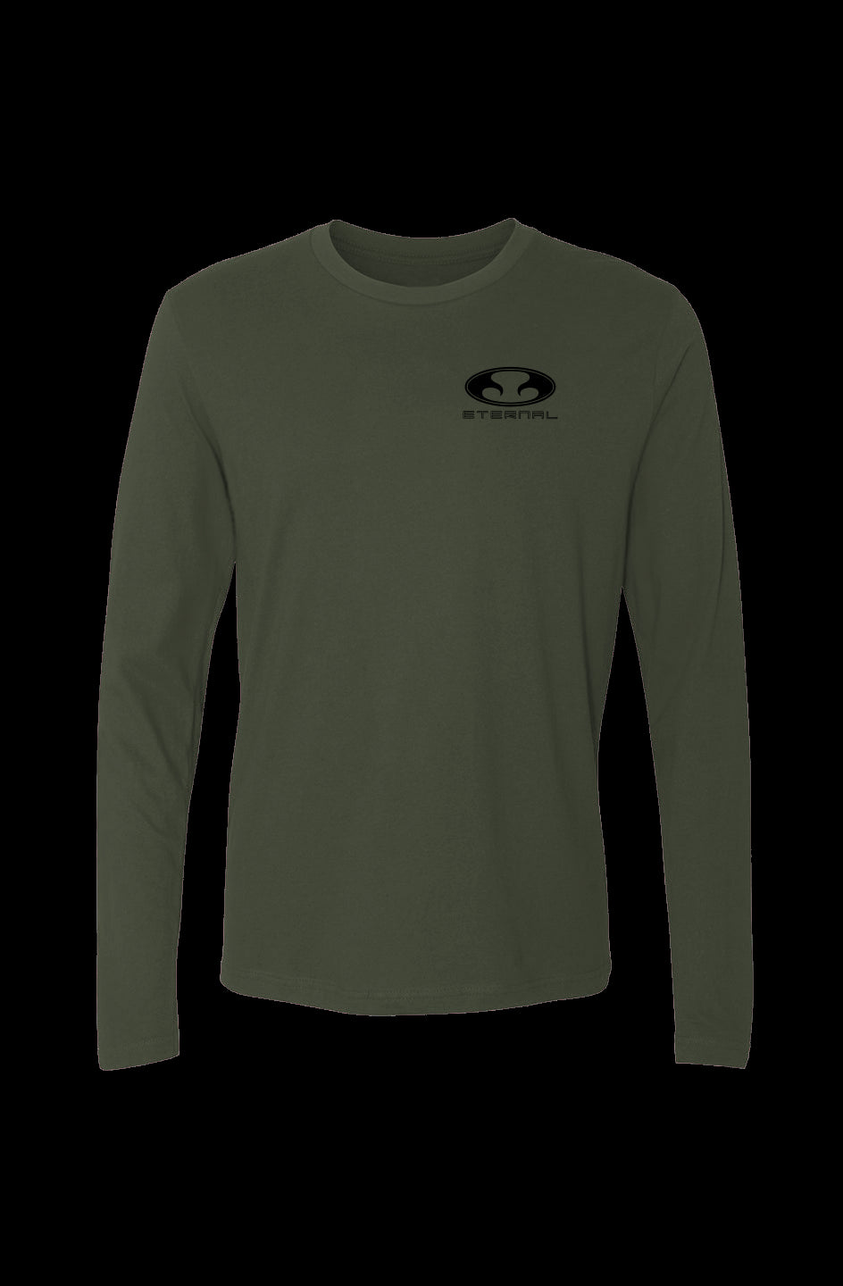 Eternal Recce Men's Cotton Long Sleeve Tee in Olive Drab with Black Eternal Logo with Text