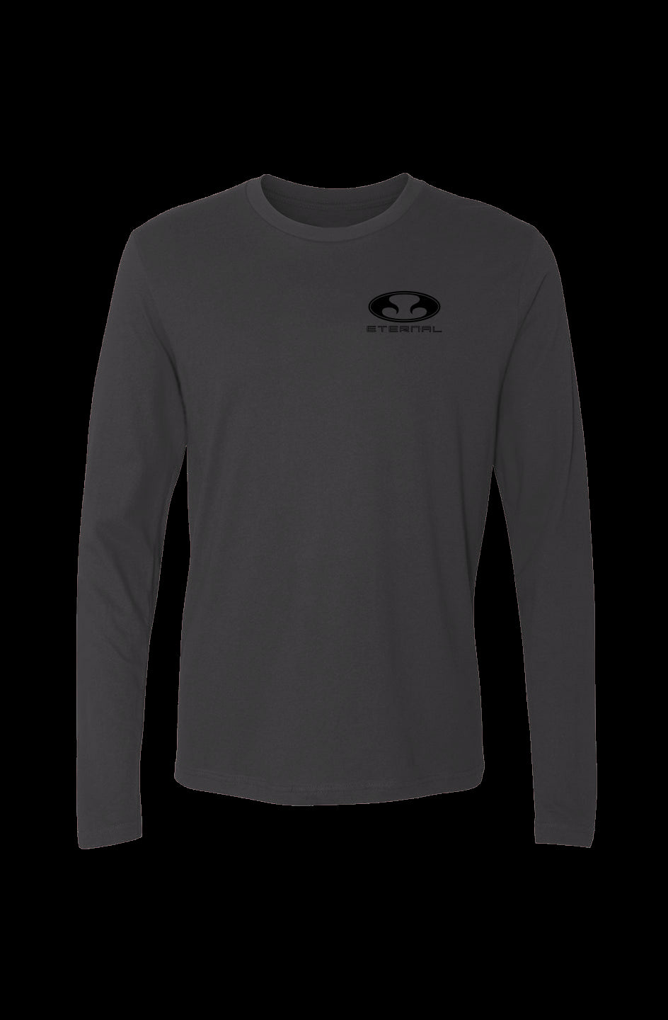 Eternal Recce Men's Cotton Long Sleeve Tee in Heavy Metal Gray with Black Eternal Logo with Text