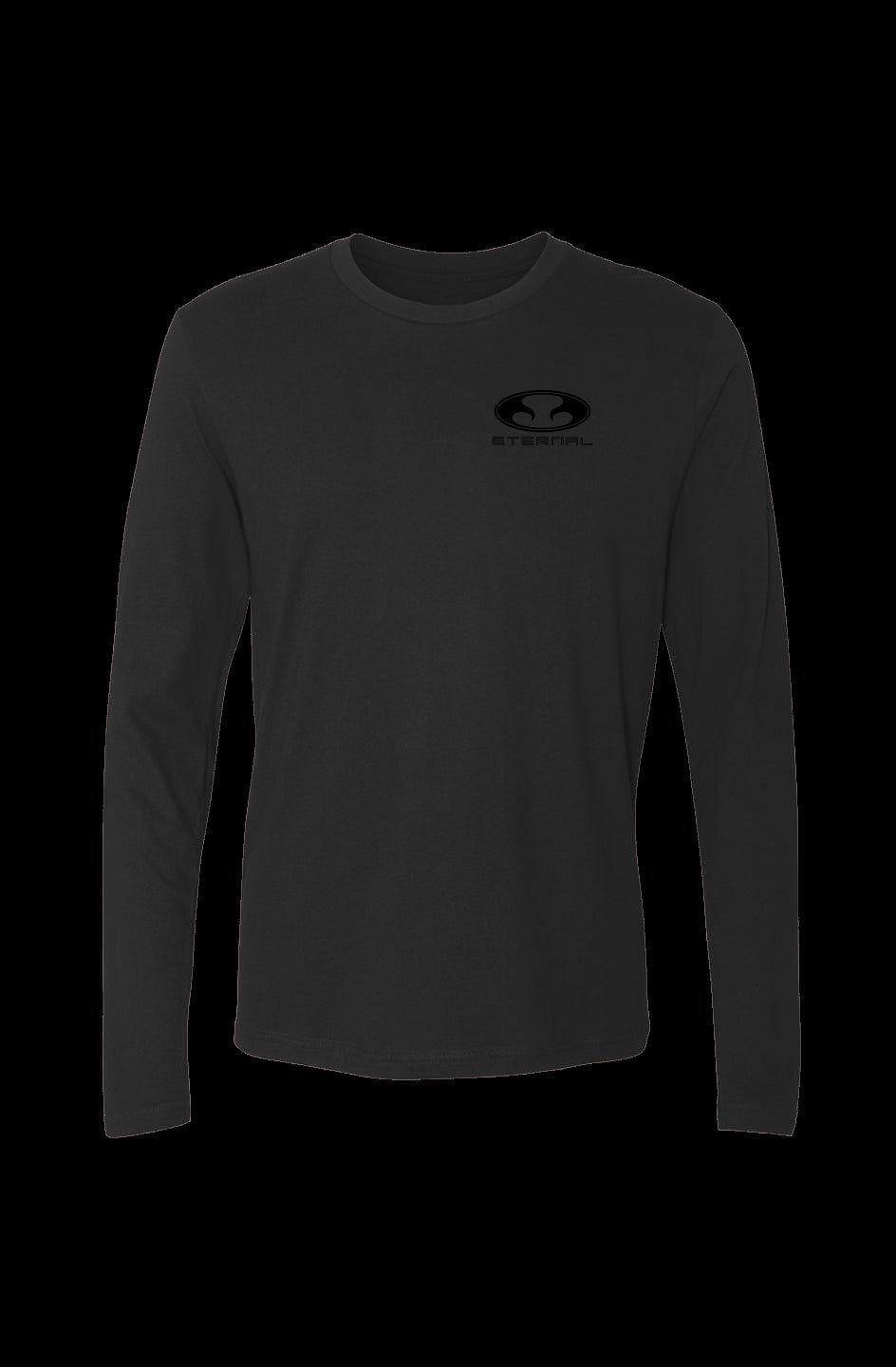Eternal Recce Men's Cotton Long Sleeve Tee in Black with Black Eternal Logo with Text