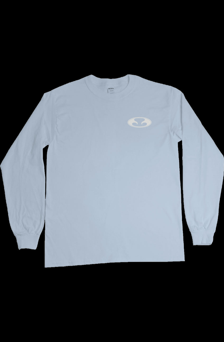 Eternal White Oval Logo on Light Blue Long sleeve shirt