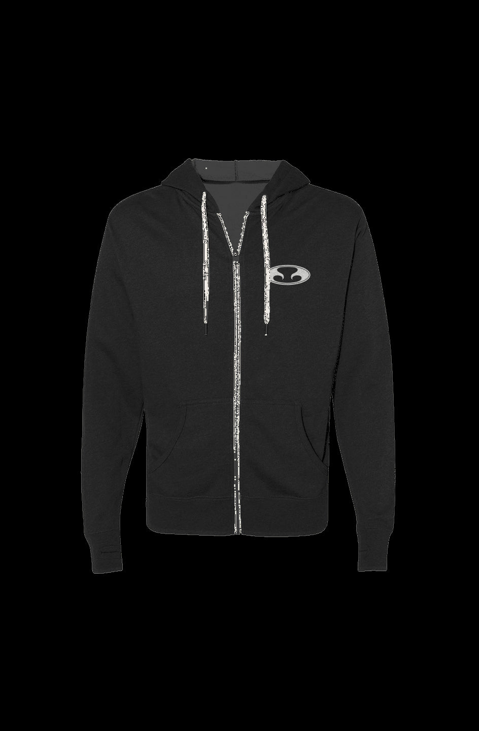 Eternal Hossegor Heathered French Terry Full-Zip Hooded Sweatshirt White Oval Logo on left chest Black