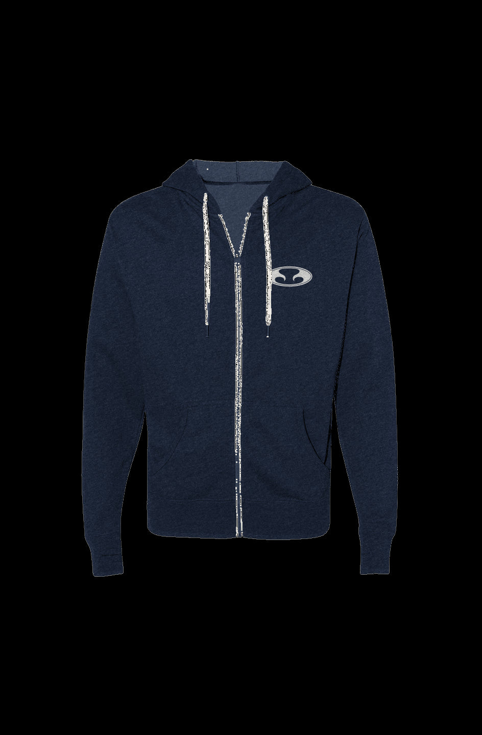 Eternal Hossegor Heathered French Terry Full-Zip Hooded Sweatshirt White Oval Logo on left chest Navy