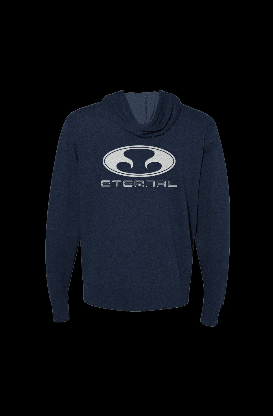 Eternal Hossegor Heathered French Terry Full-Zip Hooded Sweatshirt White Oval Logo on back Navy (Back)