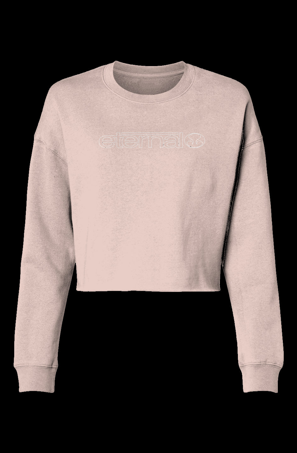 Eternal Lightweight Cropped Crew Neck Sweatshirt White Eternal Linear Logo on Chest Blush
