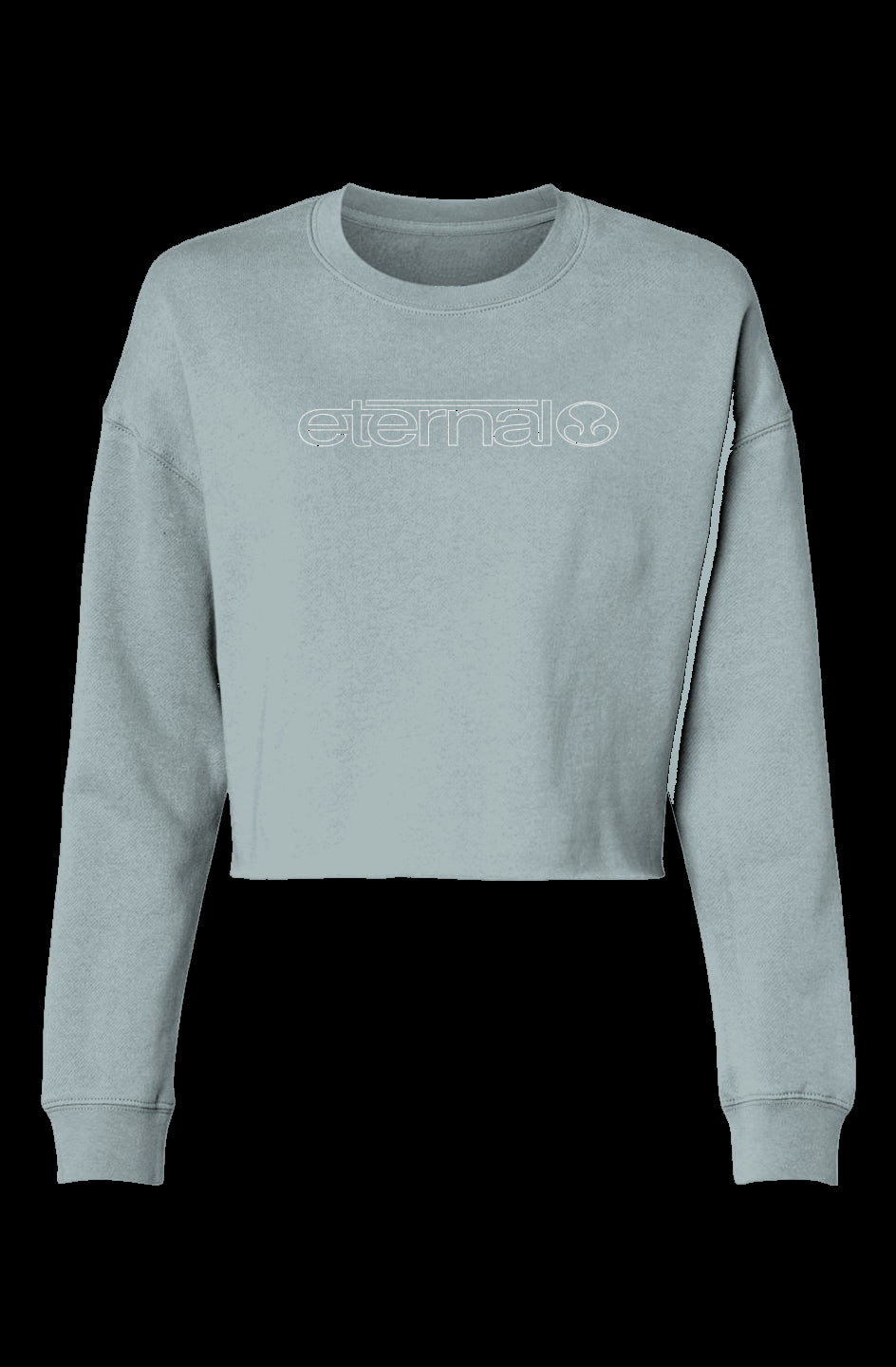Eternal Lightweight Cropped Crew Neck Sweatshirt White Eternal Linear Logo on Chest Sage