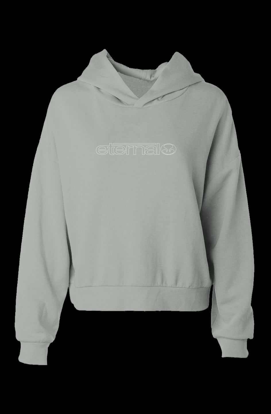 Eternal hip height hoodie white linear logo on chest Sage