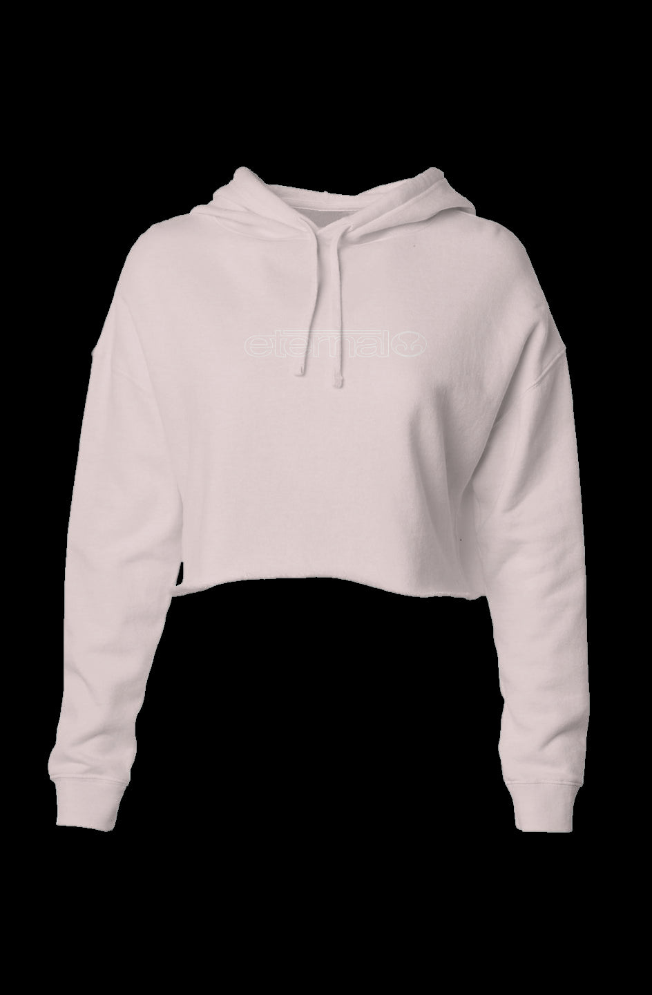 Eternal Lightweight Crop Top Hoodie White Eternal Linear Logo on Chest Blush