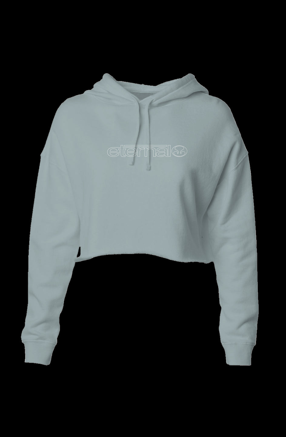 Eternal Lightweight Crop Top Hoodie White Eternal Linear Logo on Chest Sage