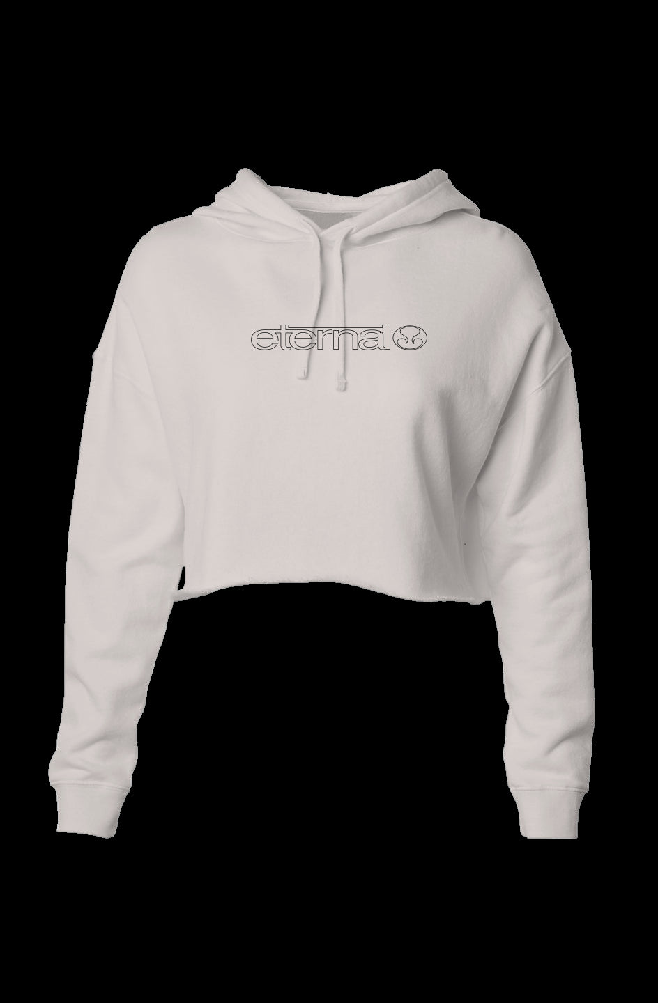 Lightweight Crop Top Hoodie Hooded Sweathsirt with Eternal Linear Logo on Chest Bone