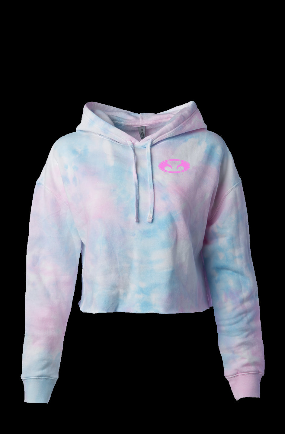 Eternal Boardwalk Cotton Candy Tie Dye Crop Top Hoodie with Hot Pink Oval Eternal Logo