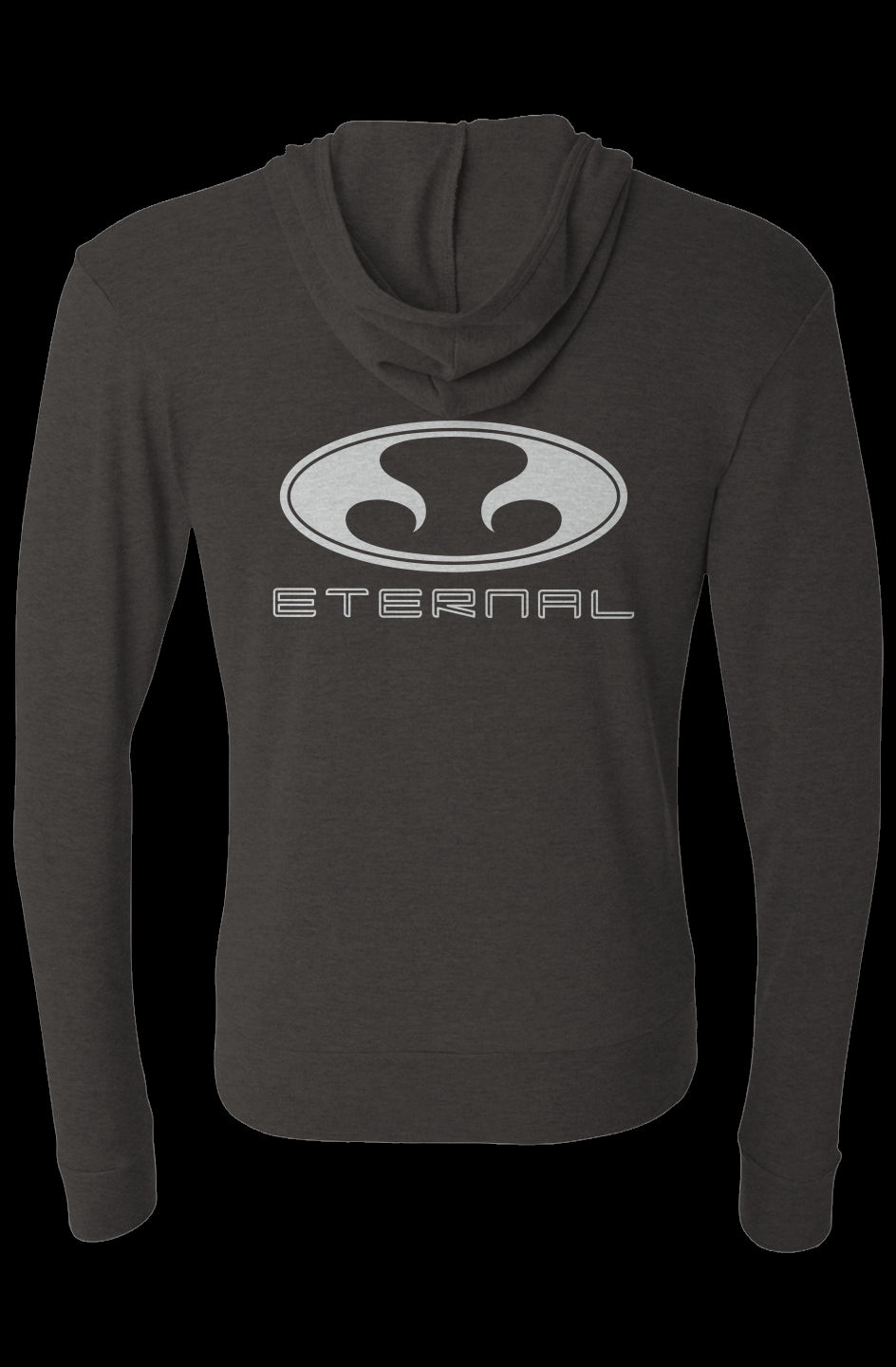 Eternal OvO Triblend Full-Zip Lightweight Hoodie White Zipper Path Oval logo on front and back Gray (Back)