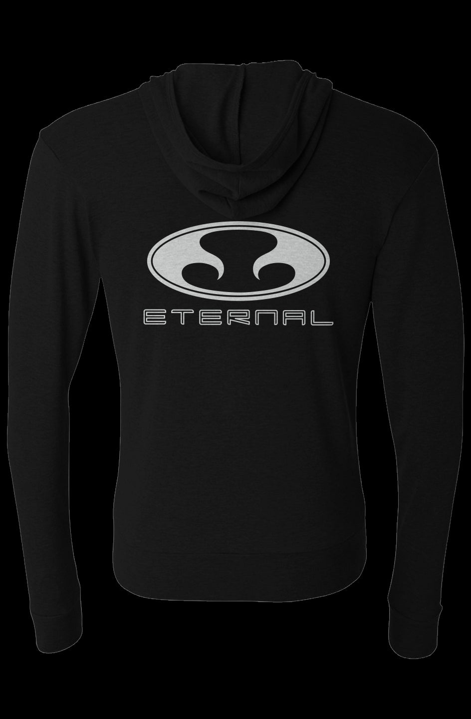 Eternal OvO Triblend Full-Zip Lightweight Hoodie White Zipper Path Oval logo on front and back Gray (Back)