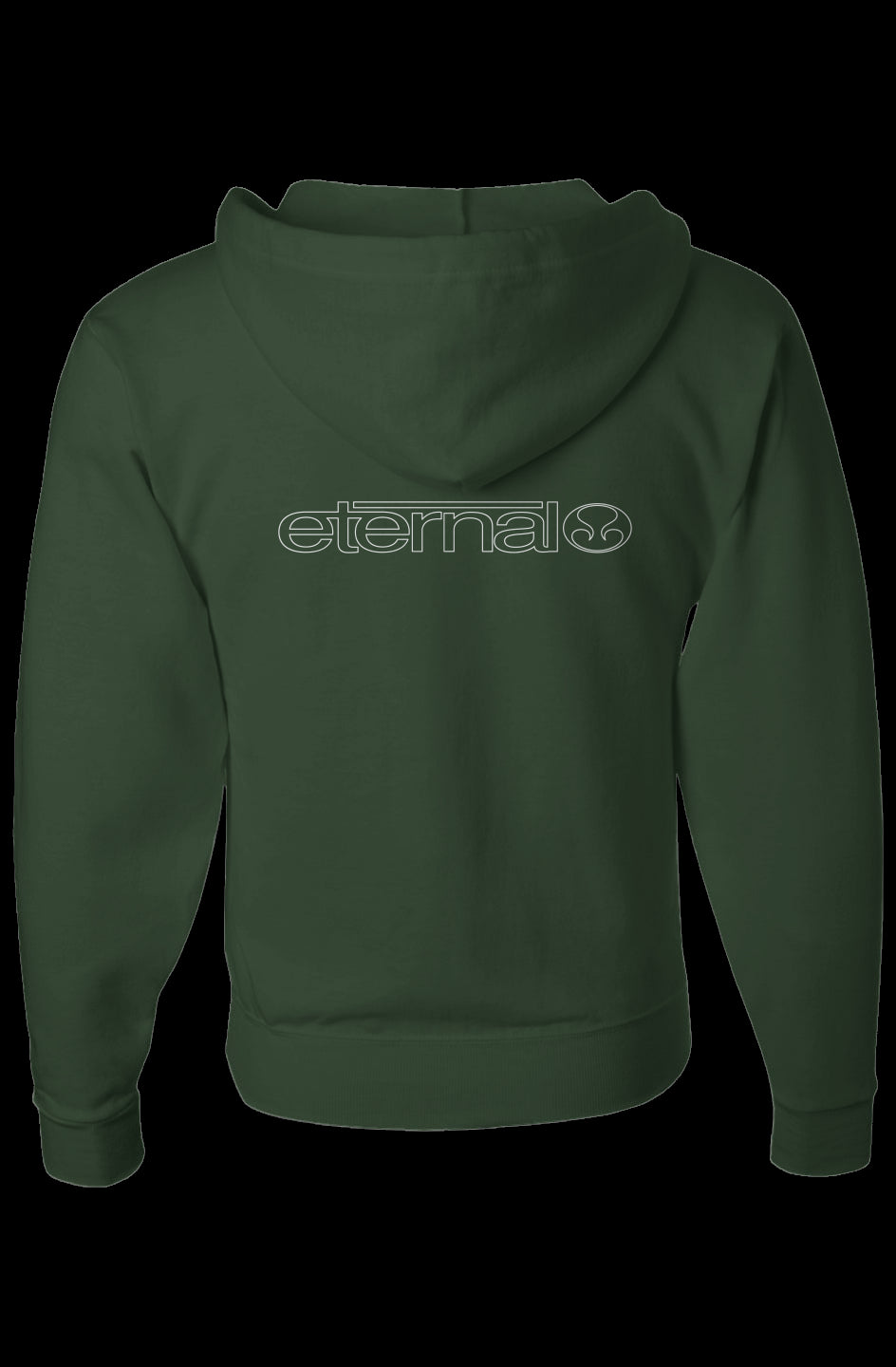 Eternal Deadman's NuBlend Full-Zip Hooded Sweatshirt 80z Cotton Ploy Blend DTG Linear Logo print on left chest dark green (Back)