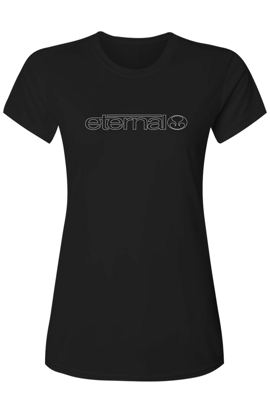 Eternal Womens Pavones Performance T-Shirt UV SPF 50 Polyester Quick Dry Moisture Wicking Tropical Baby Tee Black