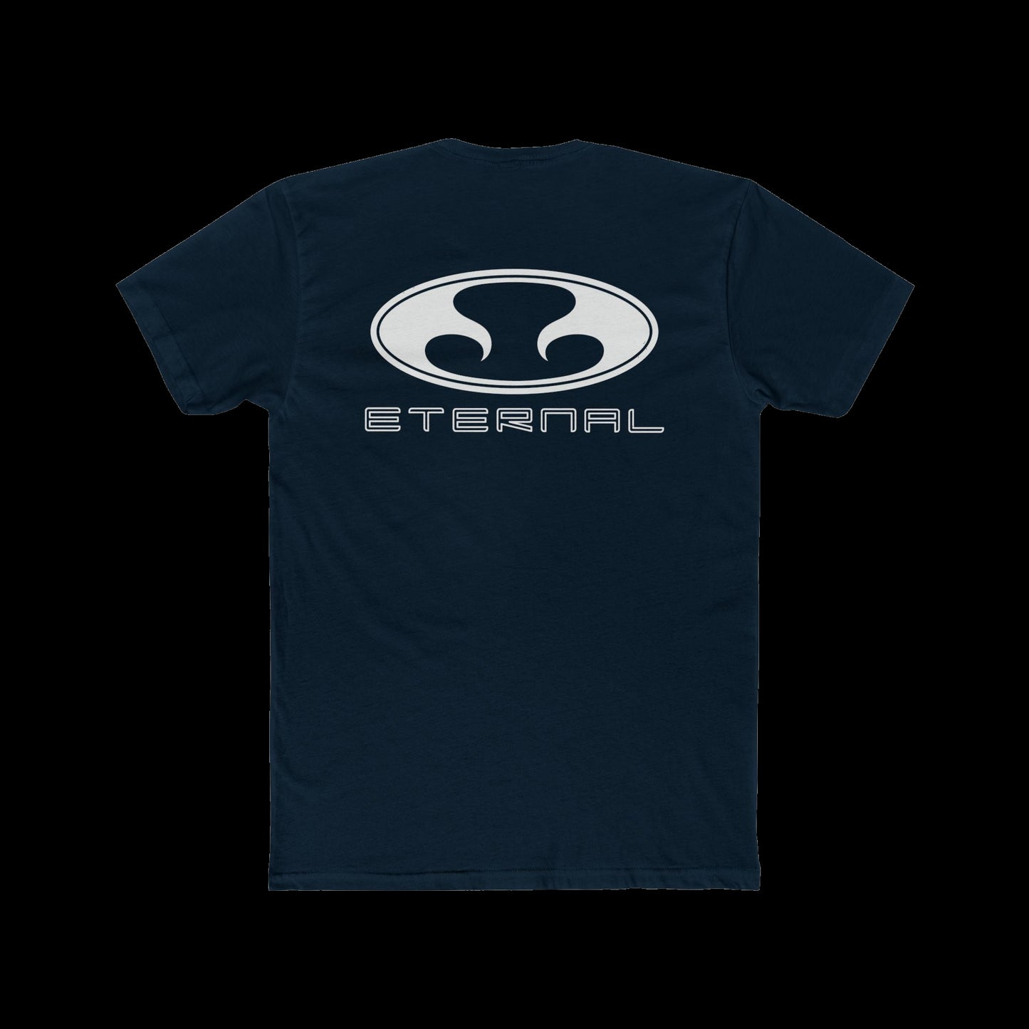 Eternal Respray Classic Soft Logo Tee in Navy with White Oval Logo on Back (Back)