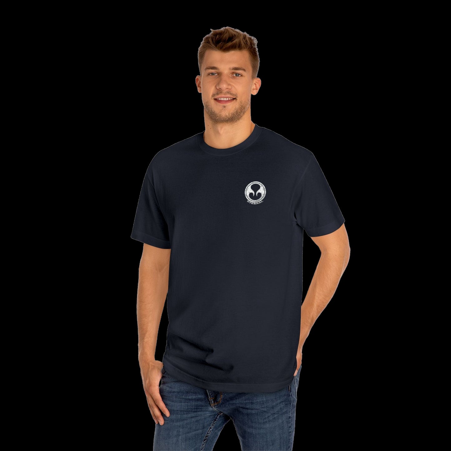 The OG Eternal Killa. White Circle Logo on Black Tee.