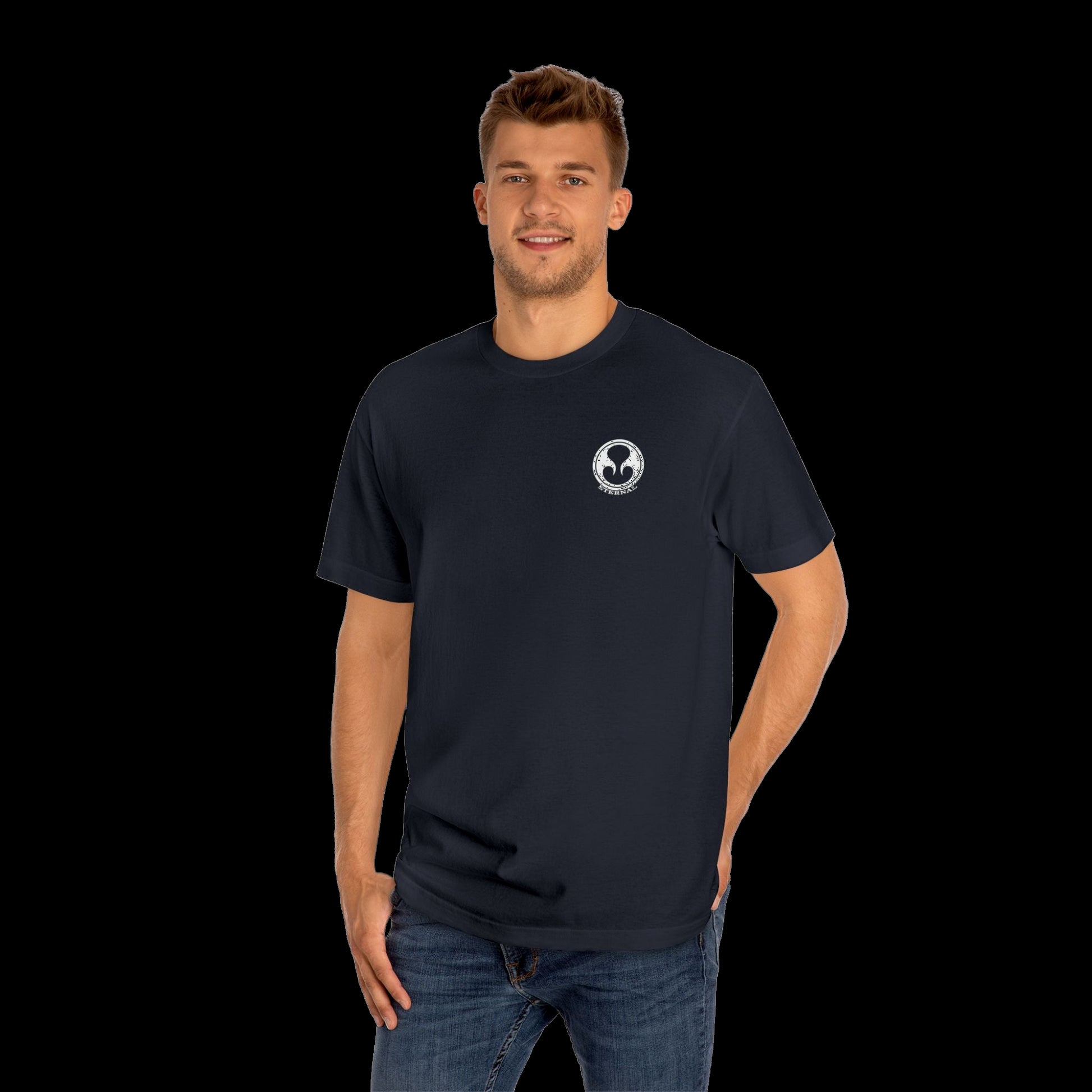 The OG Eternal Killa. White Circle Logo on Black Tee.