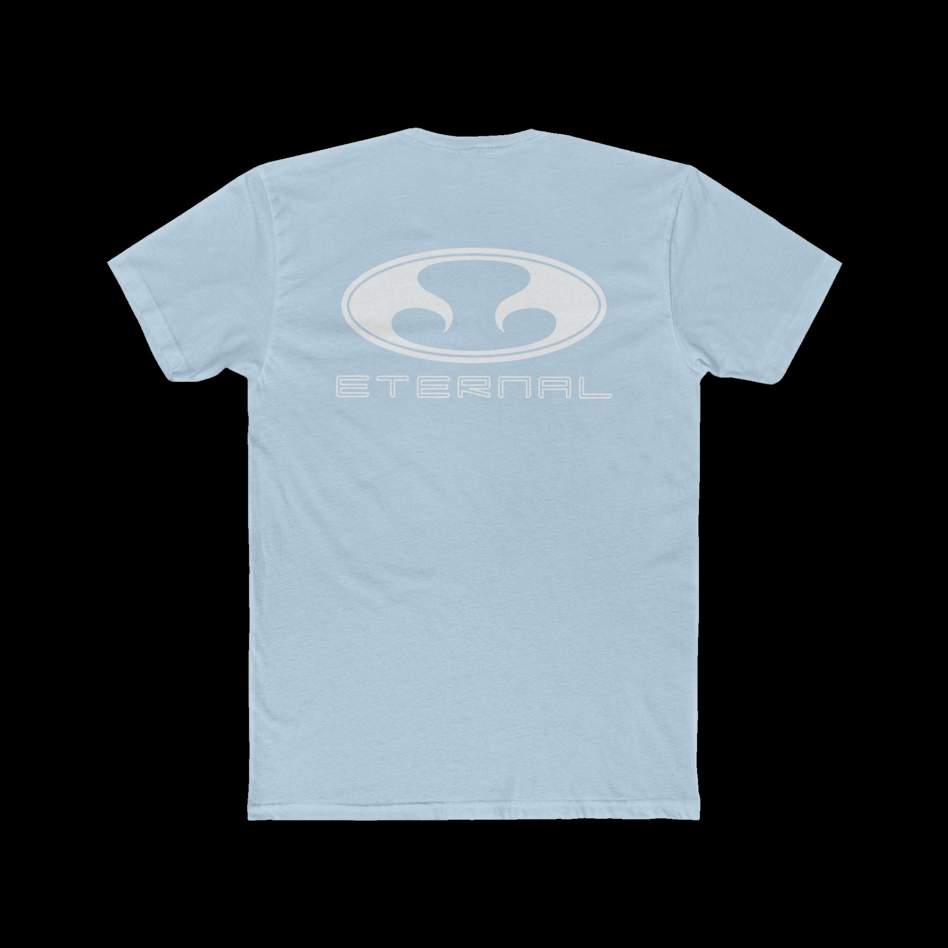 Eternal Respray Classic Soft Logo Tee in Sky Blue with White Oval Logo on Back (Back)