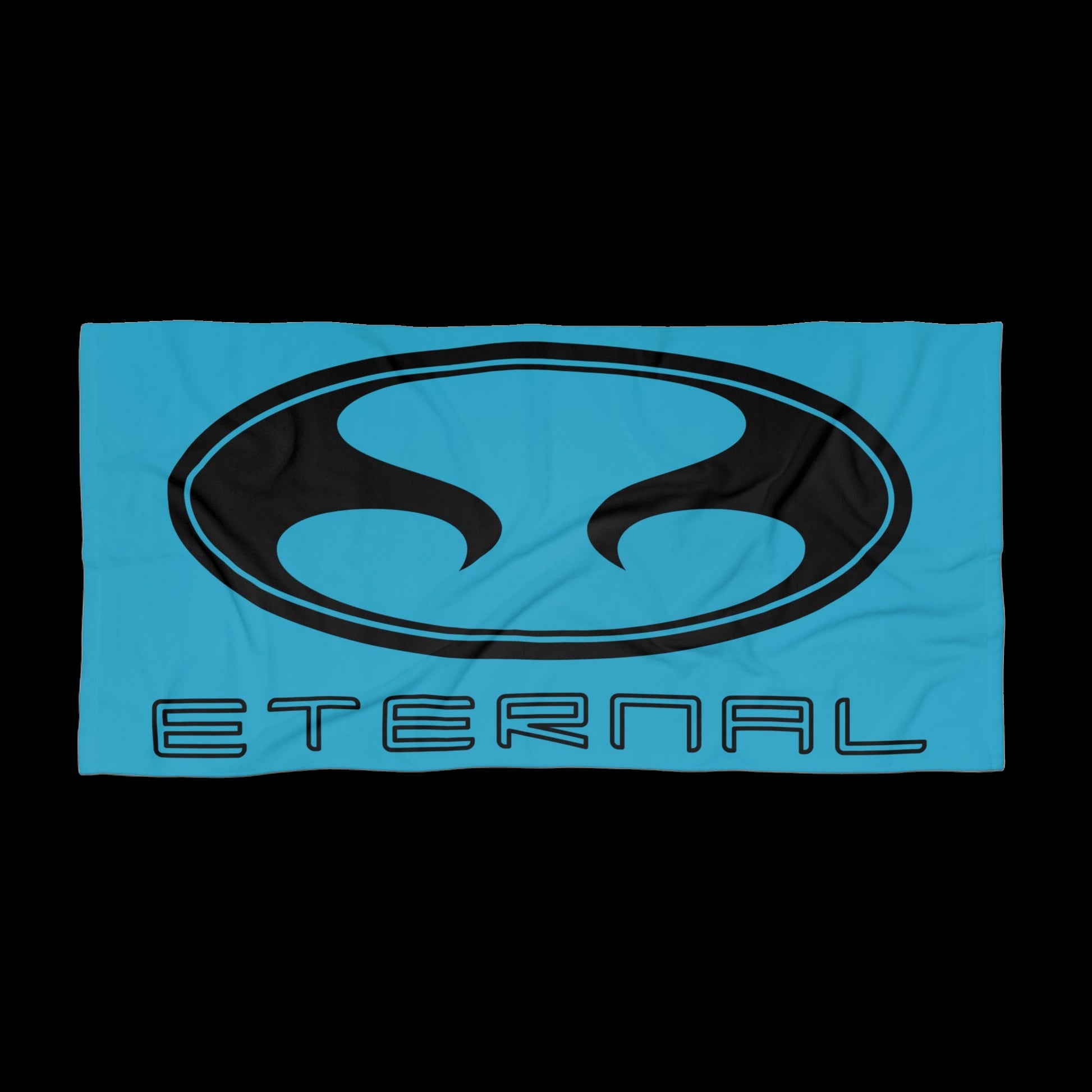 Eternal Zanzibar Large Beach Towel In Turquoise with Black Oval Eternal Logo with Text