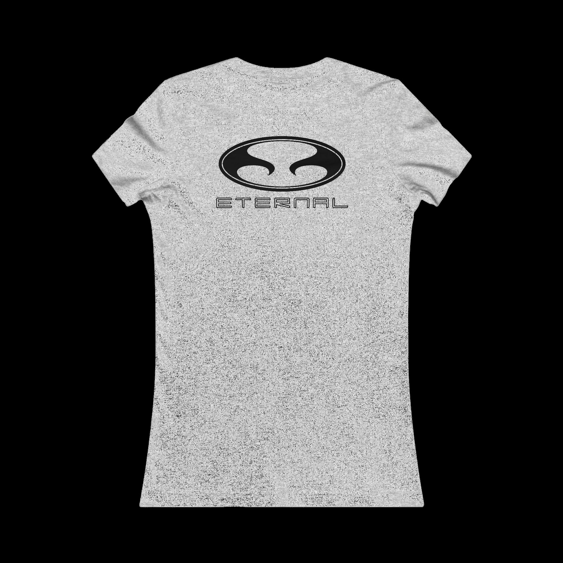 Eternal Classic Baby Doll Tee in Heather Gray with Black Oval Eternal Logo (Back)
