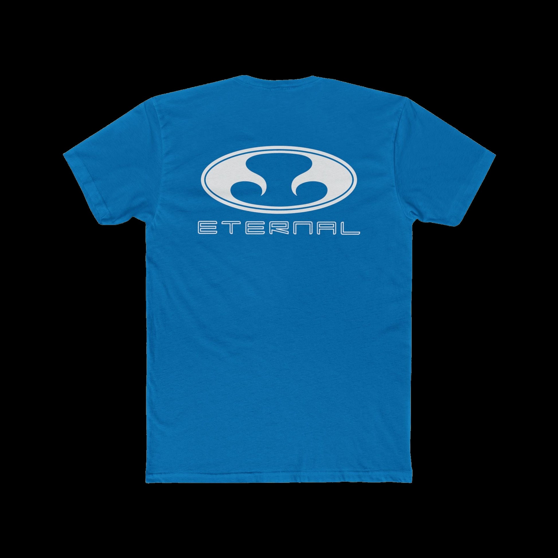 Eternal Respray Classic Soft Logo Tee in Caribbean Blue with White Oval Logo on Back (Back)