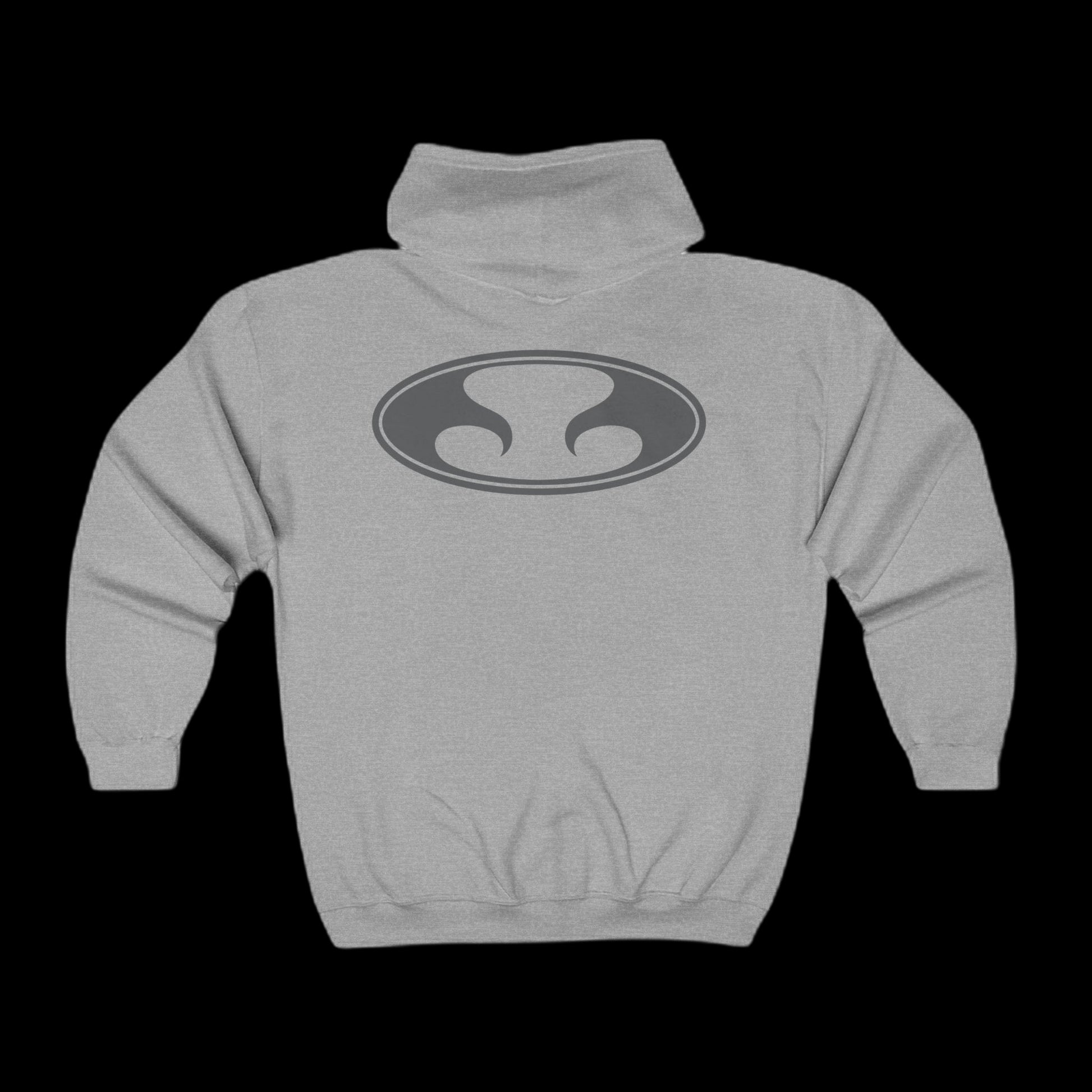 Eternal Night Surf Hoodie in Gray with Gray Oval Eternal Logo (Back)