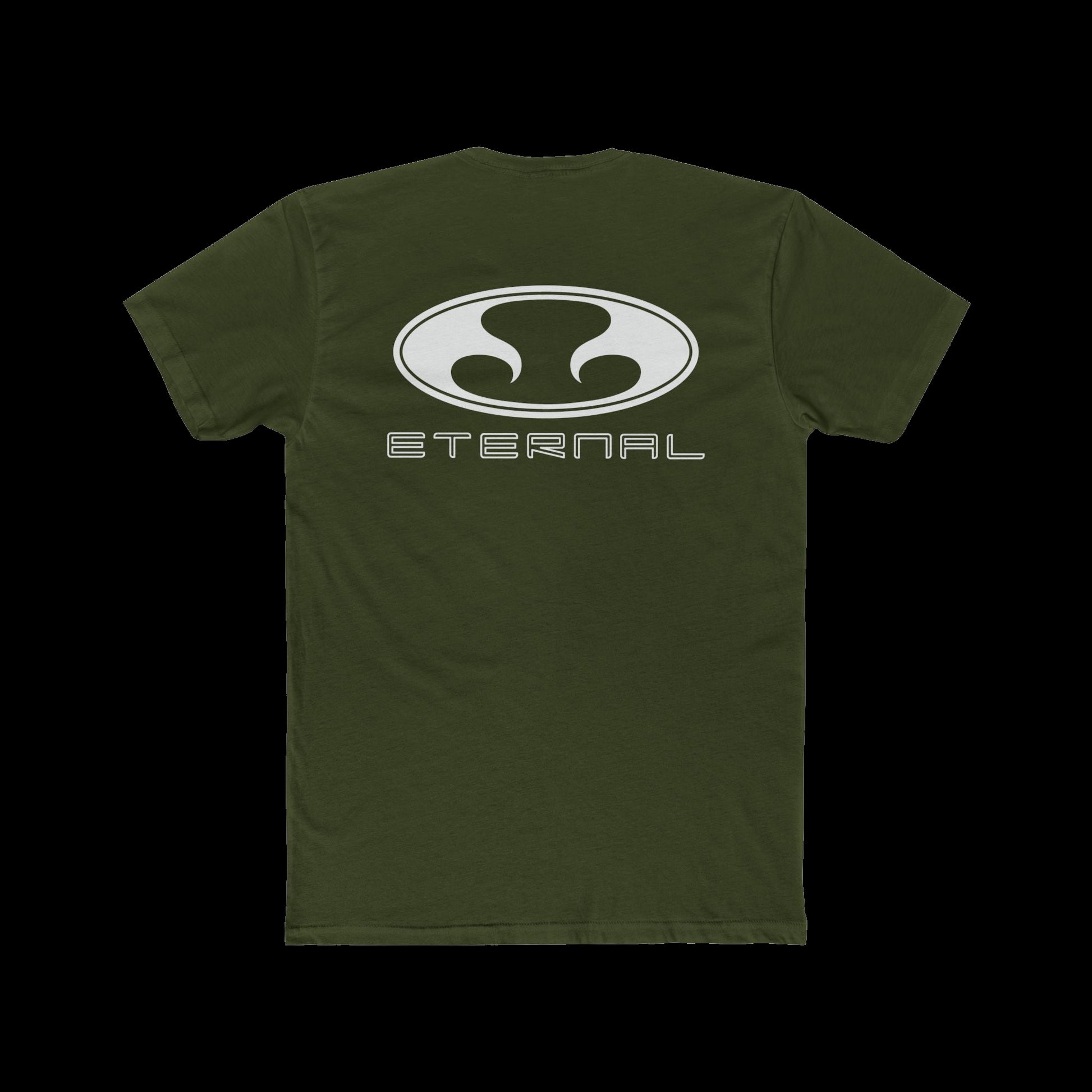 Eternal Respray Classic Soft Logo Tee in Olive Drab with White Oval Logo on Back (Back)