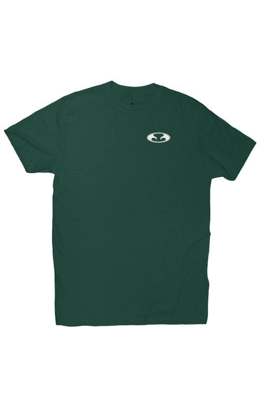 Eternal Ultra Soft T-Shirt in Forest Green with White Oval Eternal Logo on Front Left Chest