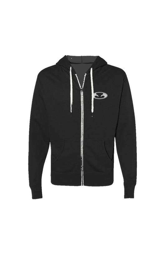 Eternal Hossegor Heathered French Terry Full-Zip Hooded Sweatshirt White Oval Logo on left chest Black