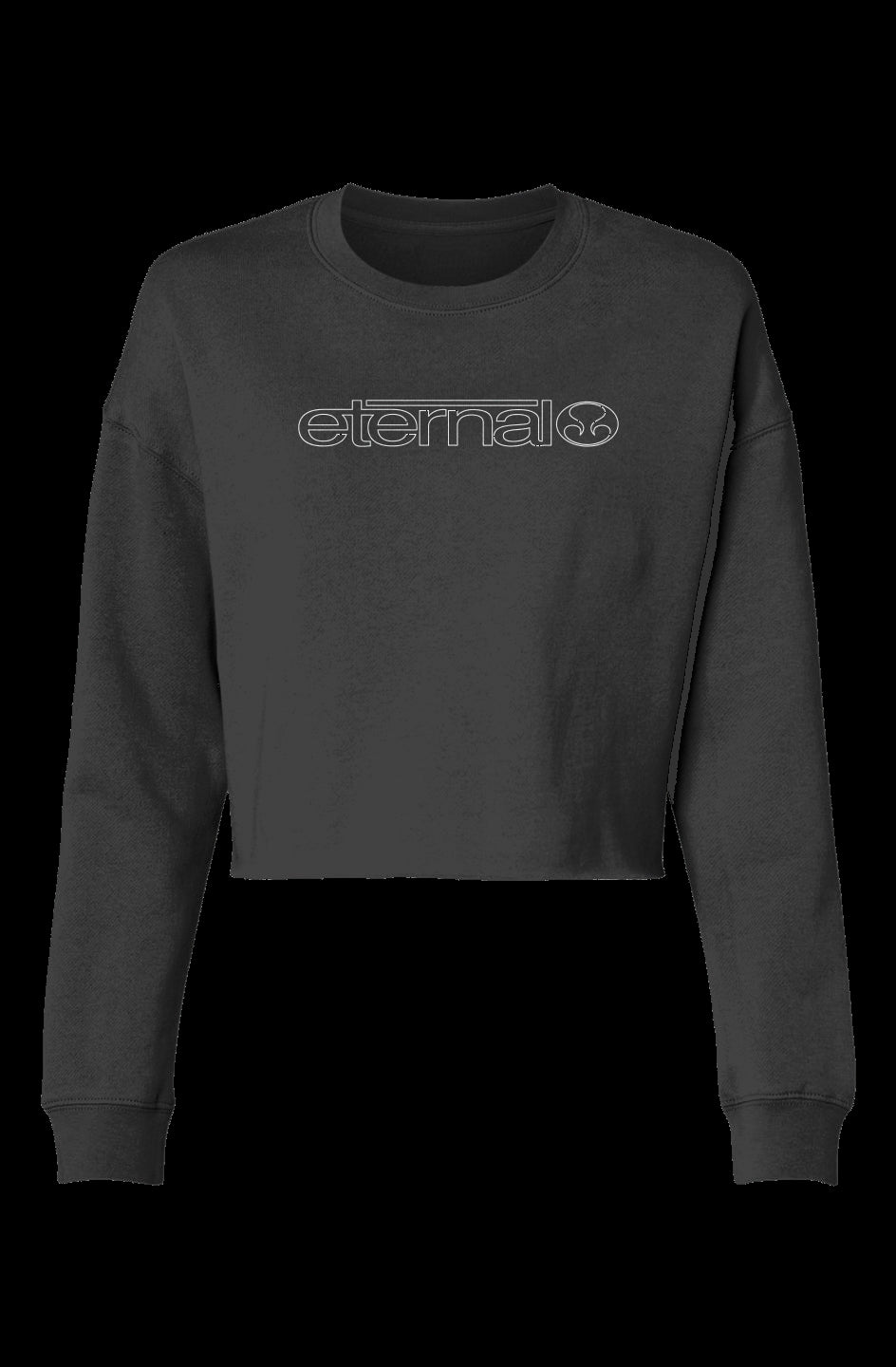 Eternal Lightweight Cropped Crew Neck Sweatshirt White Eternal Linear Logo on Chest Black
