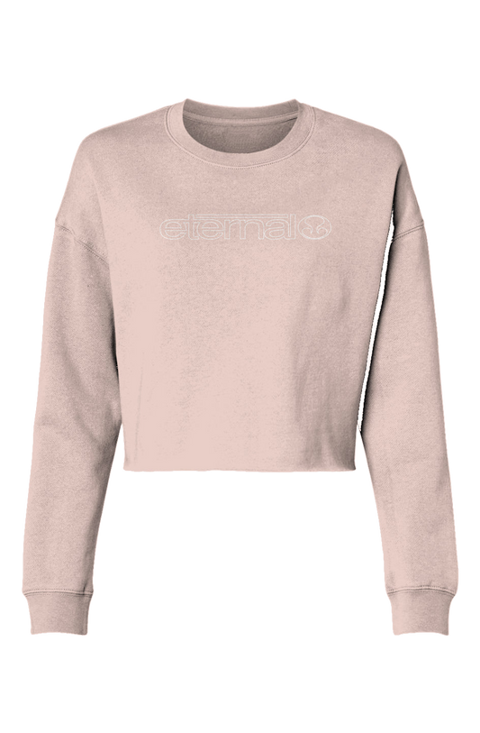 Eternal Lightweight Cropped Crew Neck Sweatshirt White Eternal Linear Logo on Chest Blush