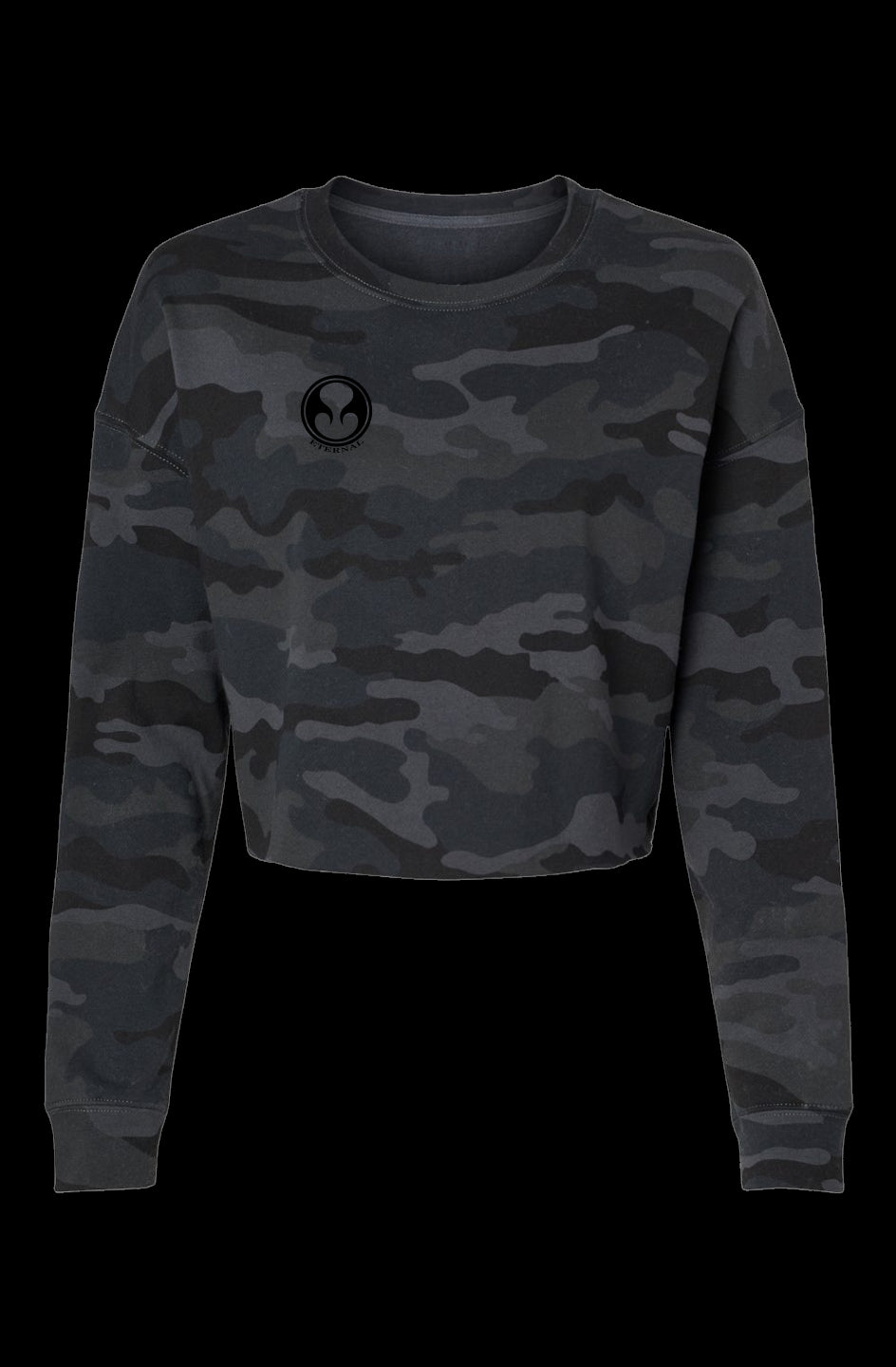 Eternal lightweight Camo Cropped Crew Neck Sweathshirt Black OG logo on Camo Sweatshirt