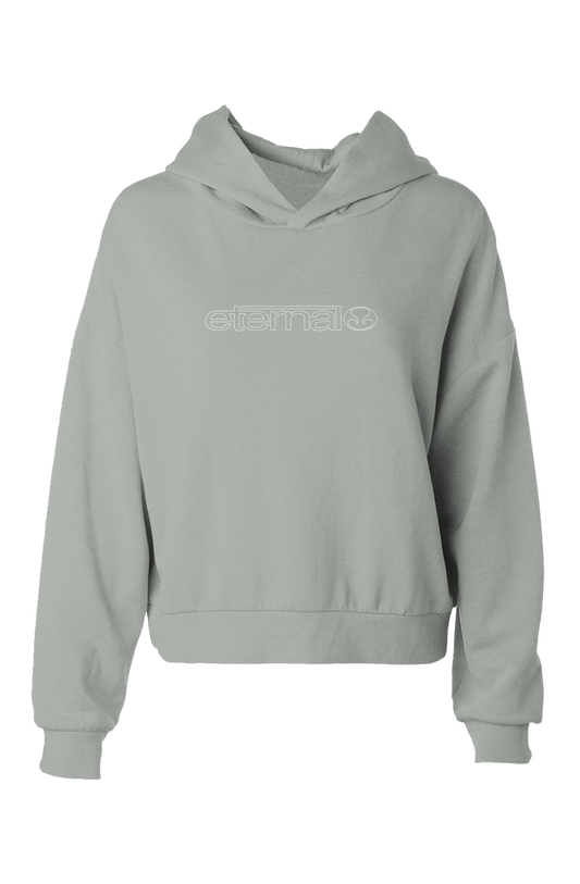 Eternal hip height hoodie white linear logo on chest Sage
