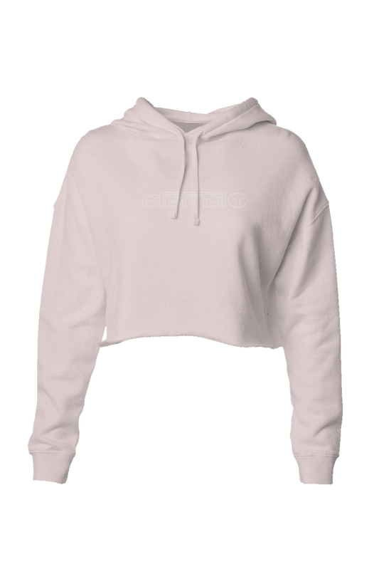 Eternal Lightweight Crop Top Hoodie White Eternal Linear Logo on Chest Blush
