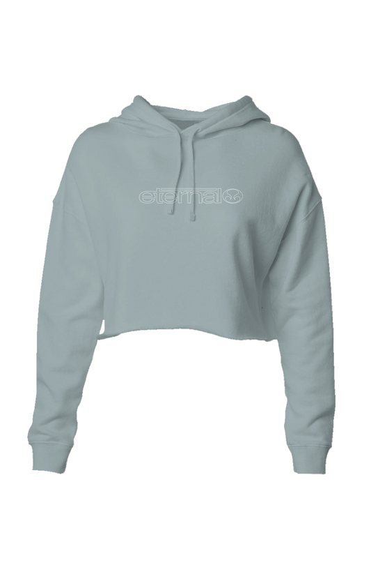 Eternal Lightweight Crop Top Hoodie White Eternal Linear Logo on Chest Sage
