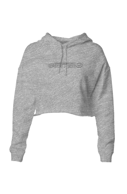 Lightweight Crop Top Hoodie Hooded Sweathsirt with Eternal Linear Logo on Chest Heather Gray
