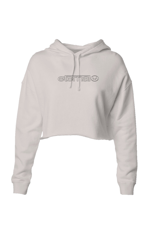 Lightweight Crop Top Hoodie Hooded Sweathsirt with Eternal Linear Logo on Chest Bone
