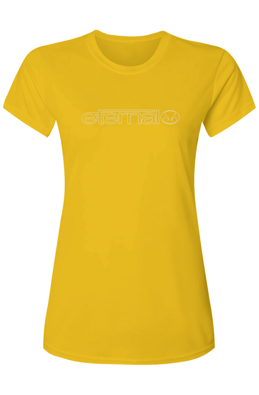 Eternal Womens Pavones Performance T-Shirt UV SPF 50 Polyester Quick Dry Moisture Wicking Tropical Baby Tee Yellow