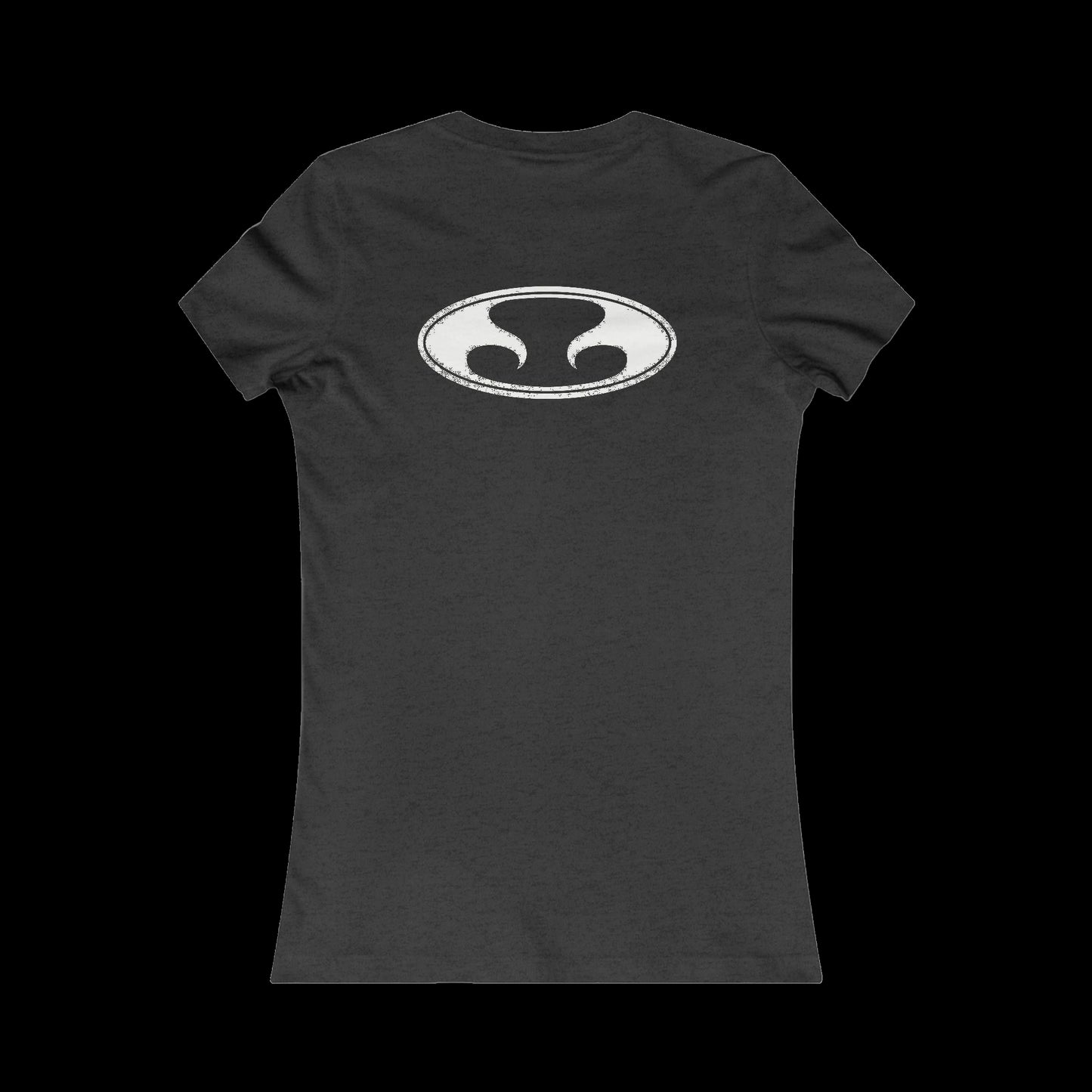 Eternal Classic Baby Doll Tee in Black Heather with White Oval Eternal Logo (Back)