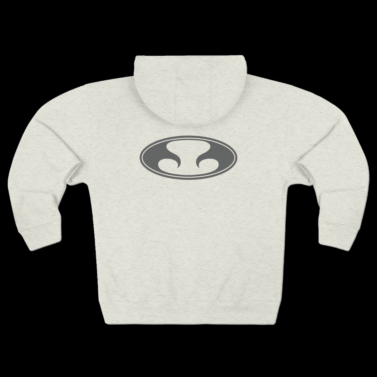 Eternal Surfridge Heavyweight Hoodie in Oatmeal with Gray Oval Eternal Logo on Back (Back)